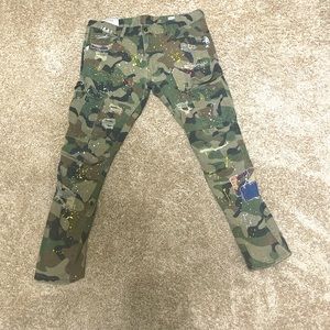 Army jeans with splattered paint